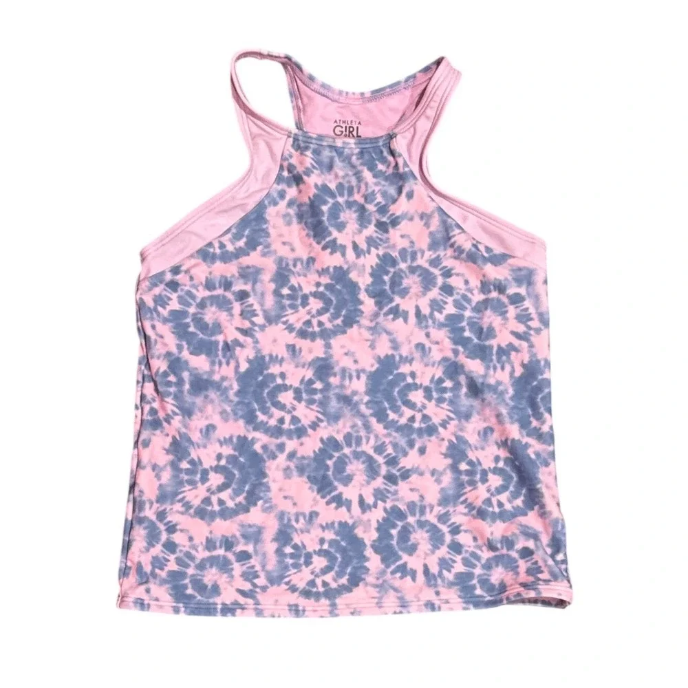 Athleta Girl Free‎ Spirit Tankini Top Pink Purple Tie Dye High Neck Racerback